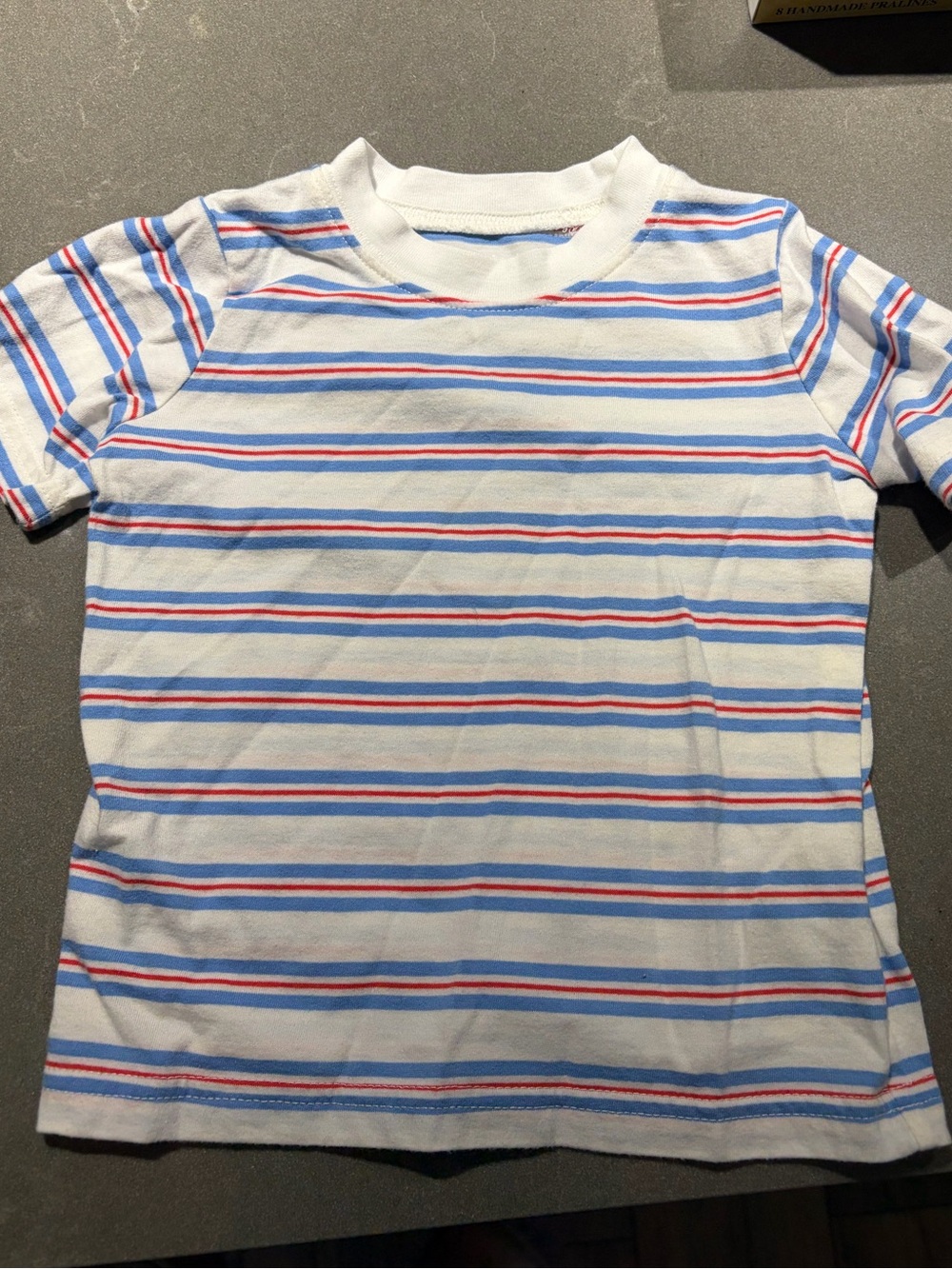 Carter's White Short Sleeve Tee with Blue & Red Stripes
